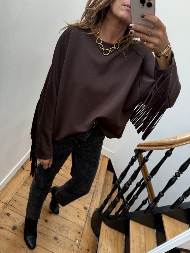 sweat fluide franges bordeaux