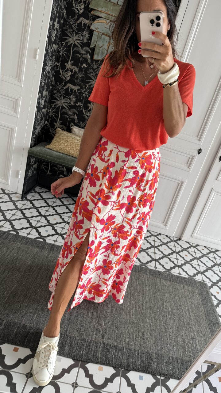 pantalon fluide rose orange