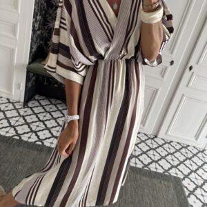 robe rayée kaki foncé