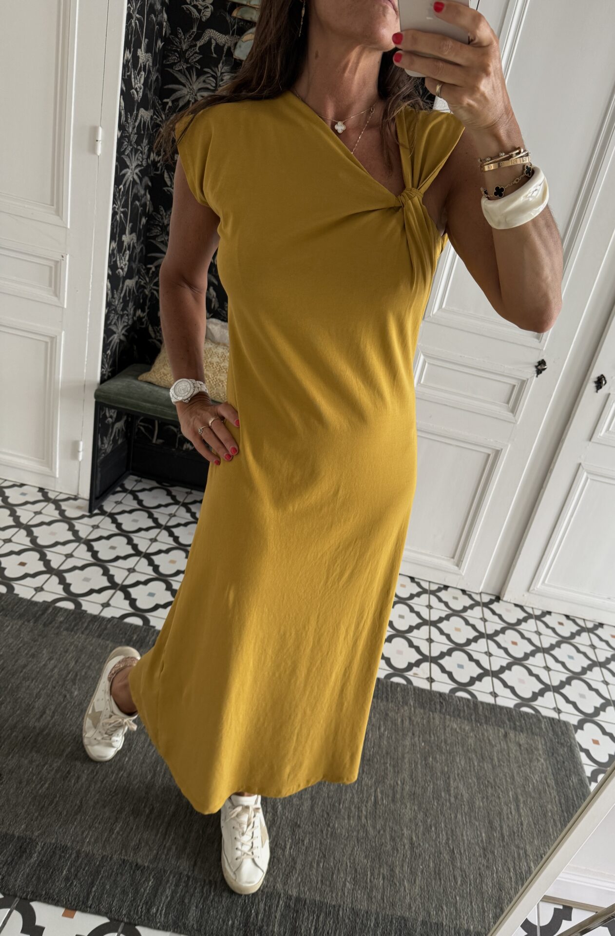 robe rayée kaki foncé