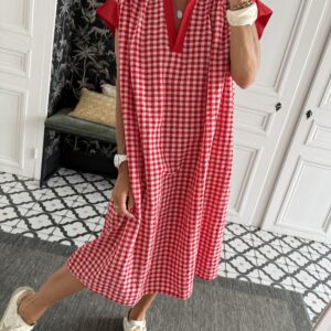 robe rayée kaki foncé