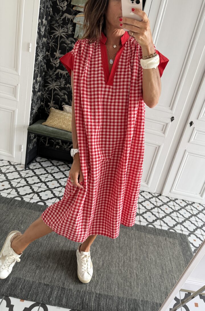 robe rayée kaki foncé