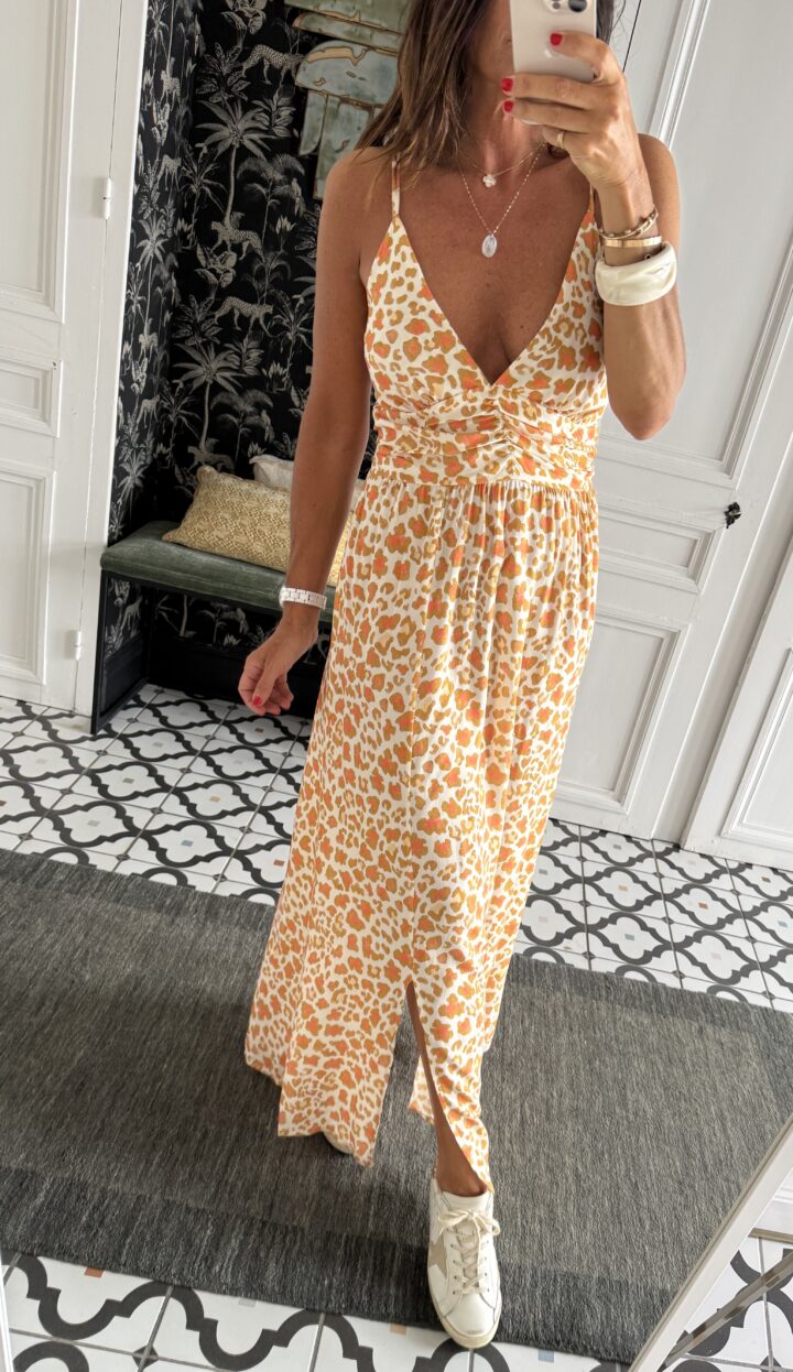 robe rayée kaki foncé