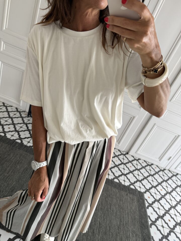 robe rayée kaki foncé