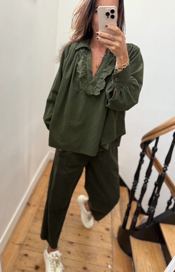 blouse johanna velours milleraies fin kaki