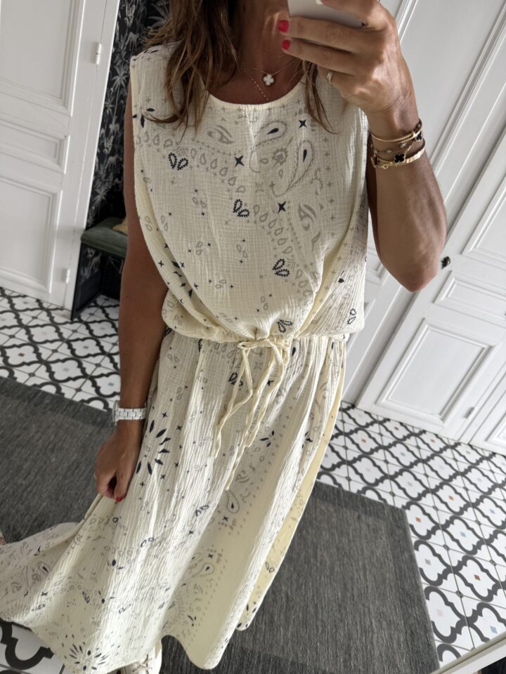 ensemble jupe et haut gaze coton bandana camel
