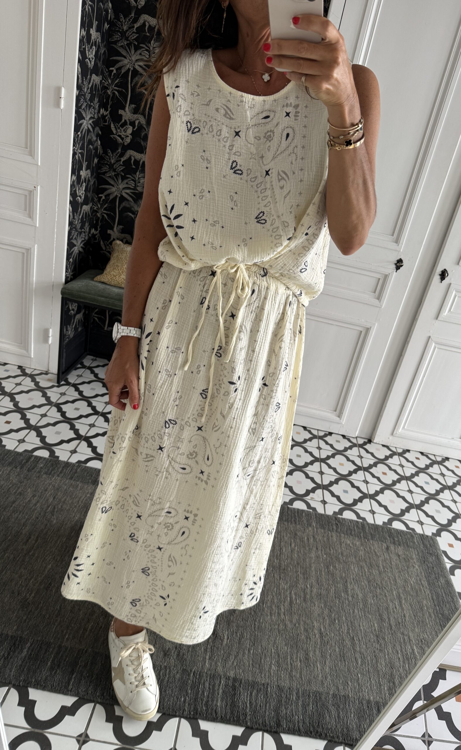ensemble jupe et haut gaze coton bandana camel