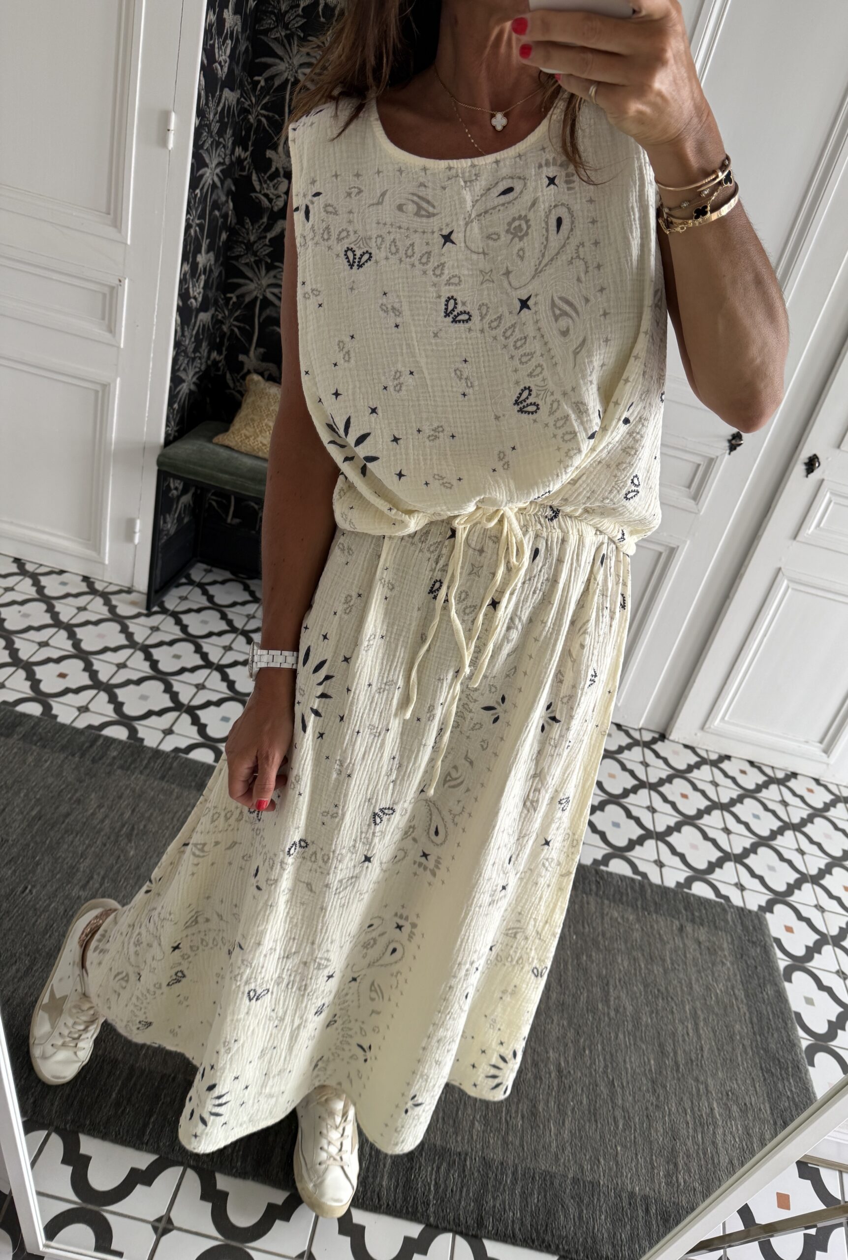 ensemble jupe et haut gaze coton bandana camel