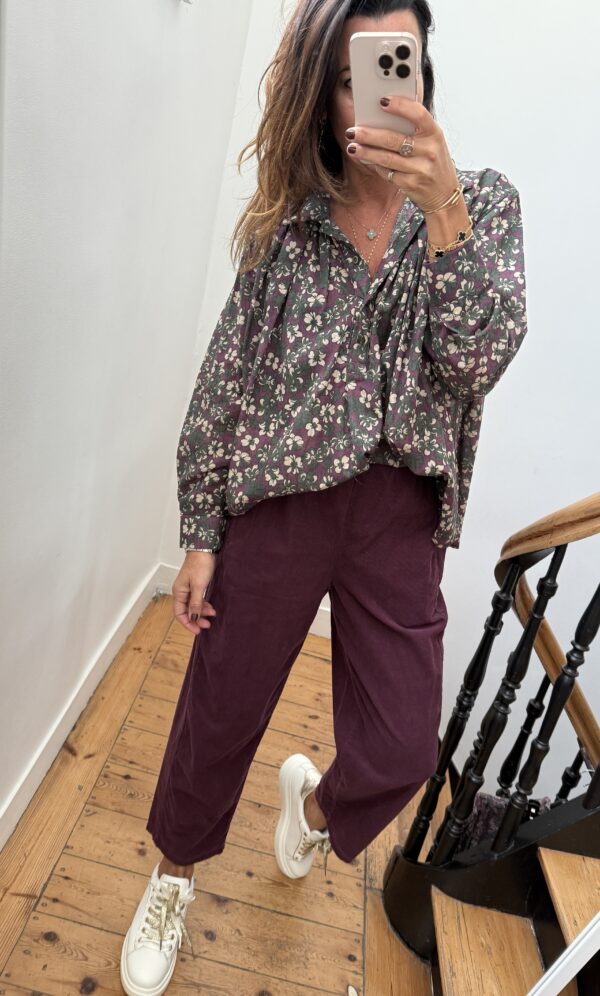 blouse johanna velours milleraies fin kaki
