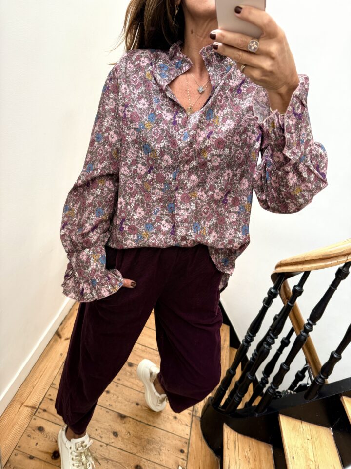 blouse johanna velours milleraies fin kaki
