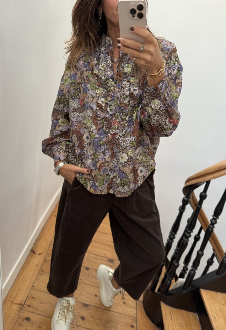 blouse johanna velours milleraies fin kaki