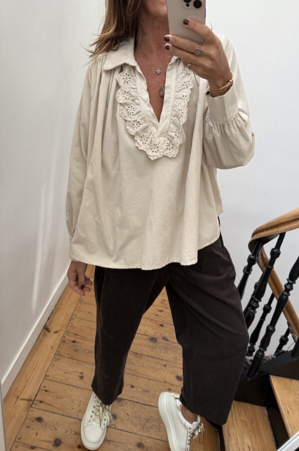 blouse johanna velours milleraies fin kaki