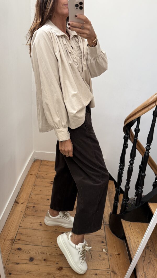 blouse johanna velours milleraies fin kaki