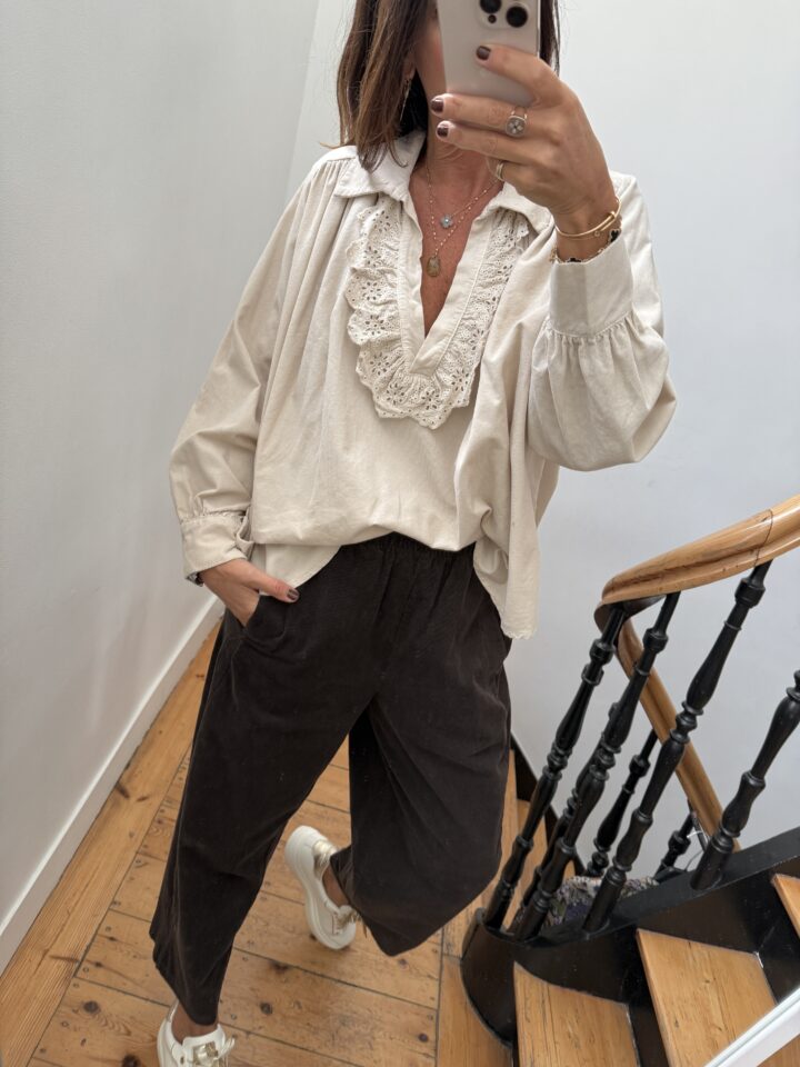blouse johanna velours milleraies fin kaki