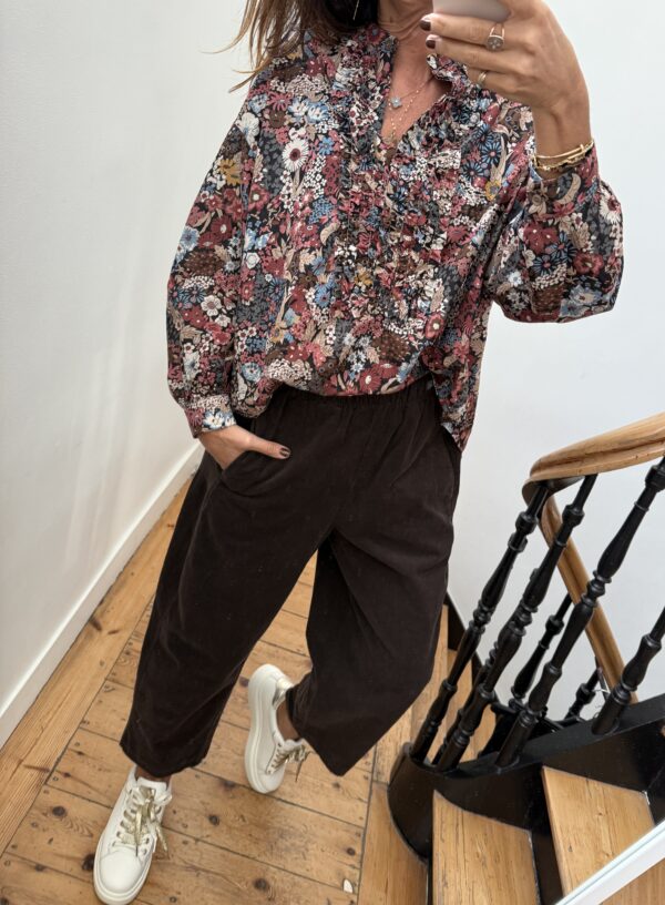 blouse johanna velours milleraies fin kaki