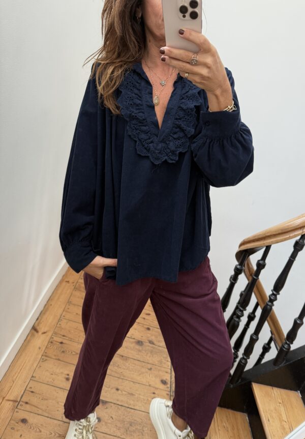 blouse johanna velours milleraies fin kaki