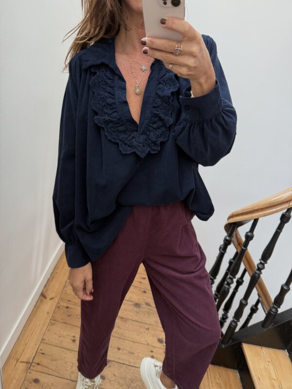 blouse johanna velours milleraies fin kaki