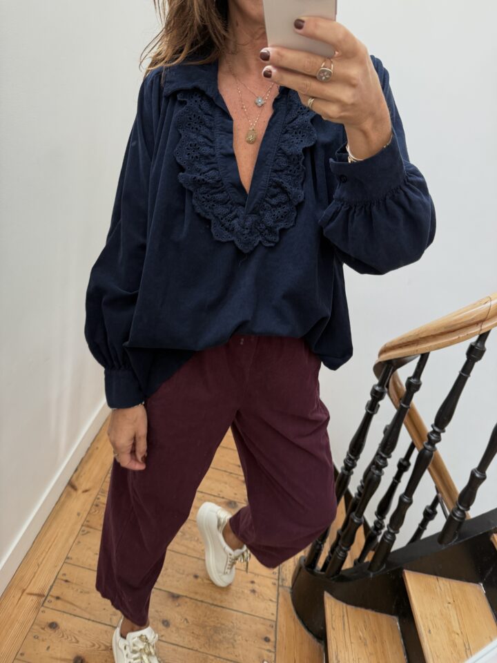 blouse johanna velours milleraies fin kaki