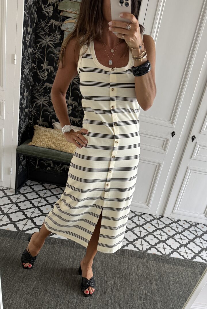 robe rayée écru noir