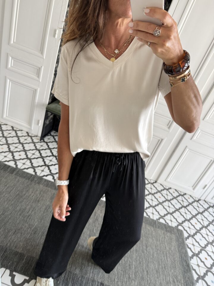 tee shirt satiné greige
