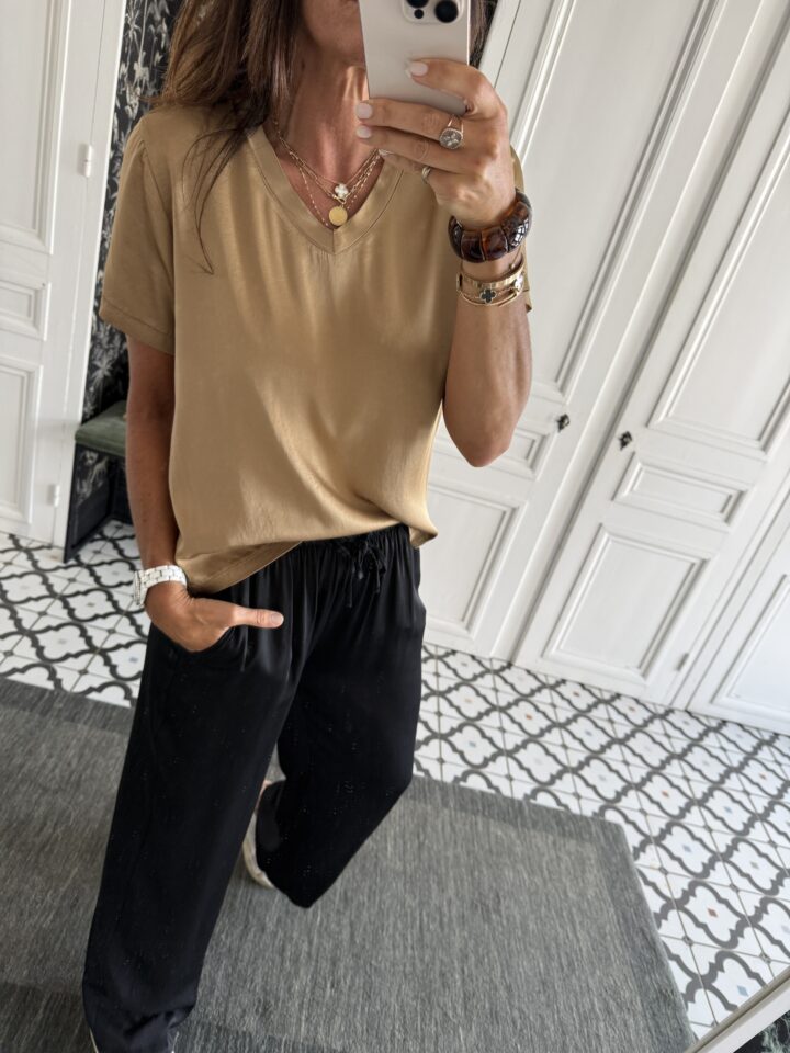 tee shirt satiné greige