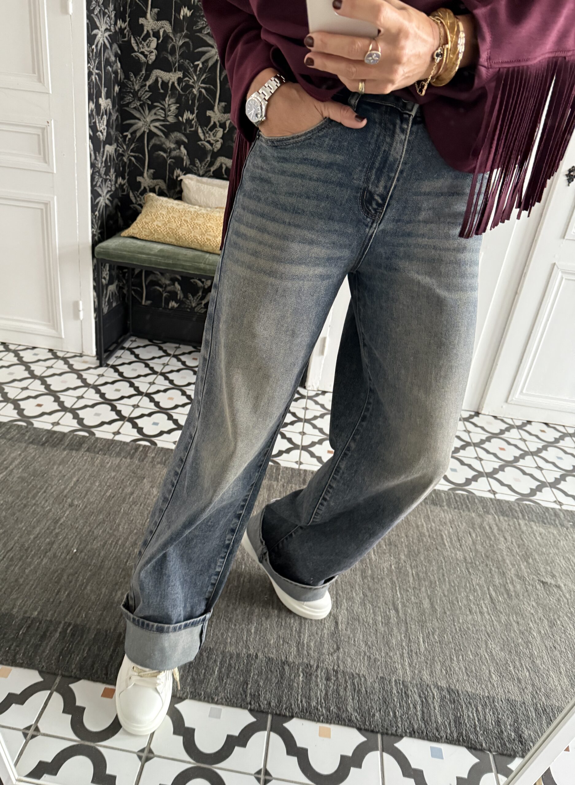 IMG_3489 jeans bleu gris large jambes longues