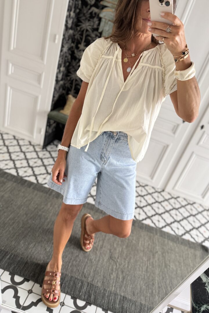 ensemble jupe et haut gaze coton bandana camel