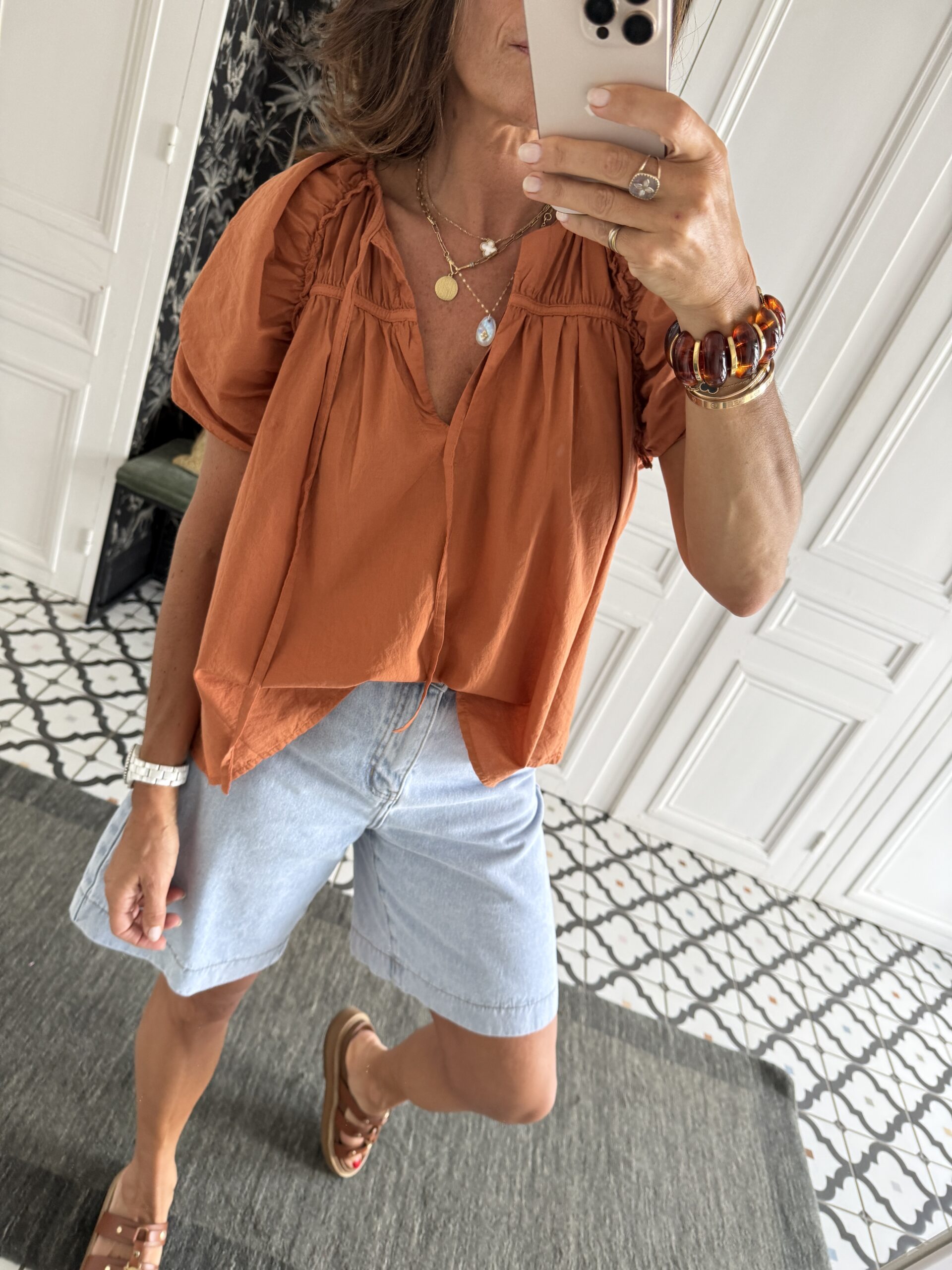 ensemble jupe et haut gaze coton bandana camel