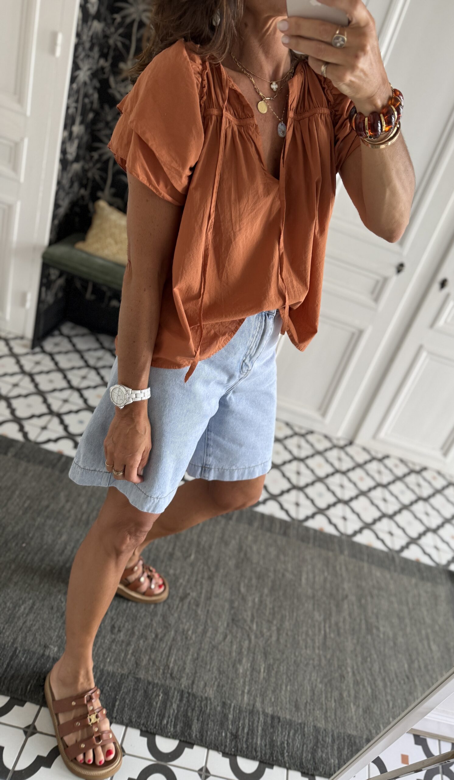 ensemble jupe et haut gaze coton bandana camel