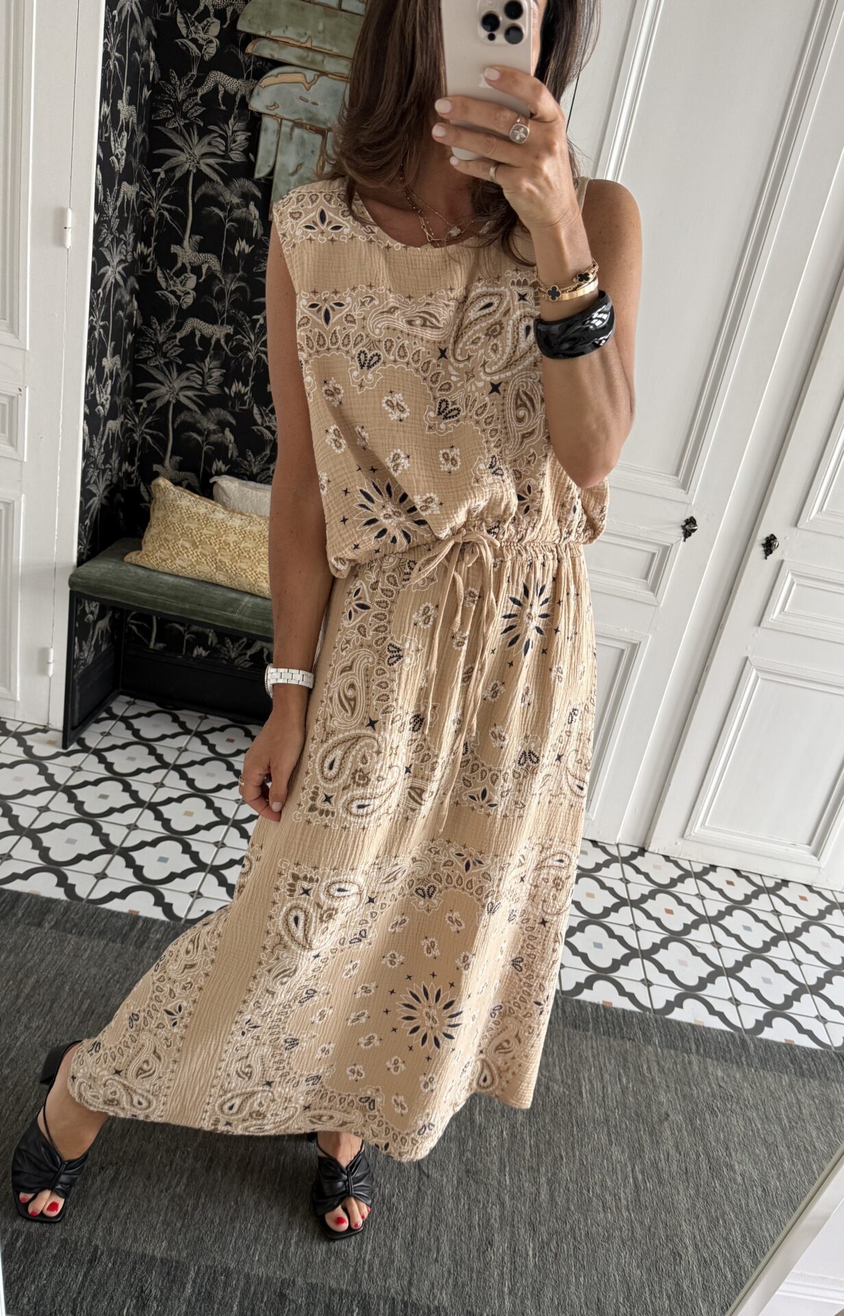 ensemble jupe et haut gaze coton bandana camel