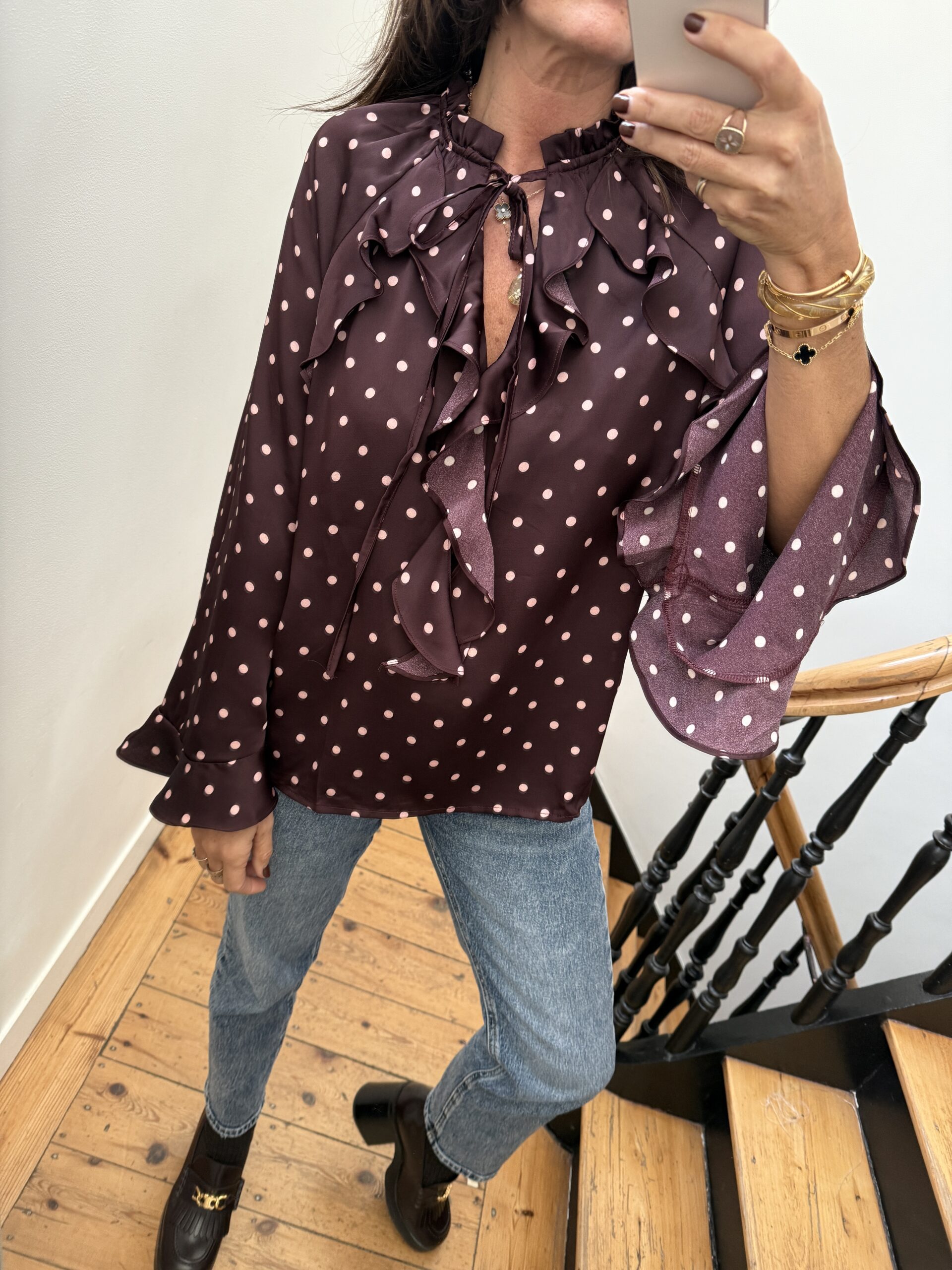 IMG_3800 blouse pois prune volants satin