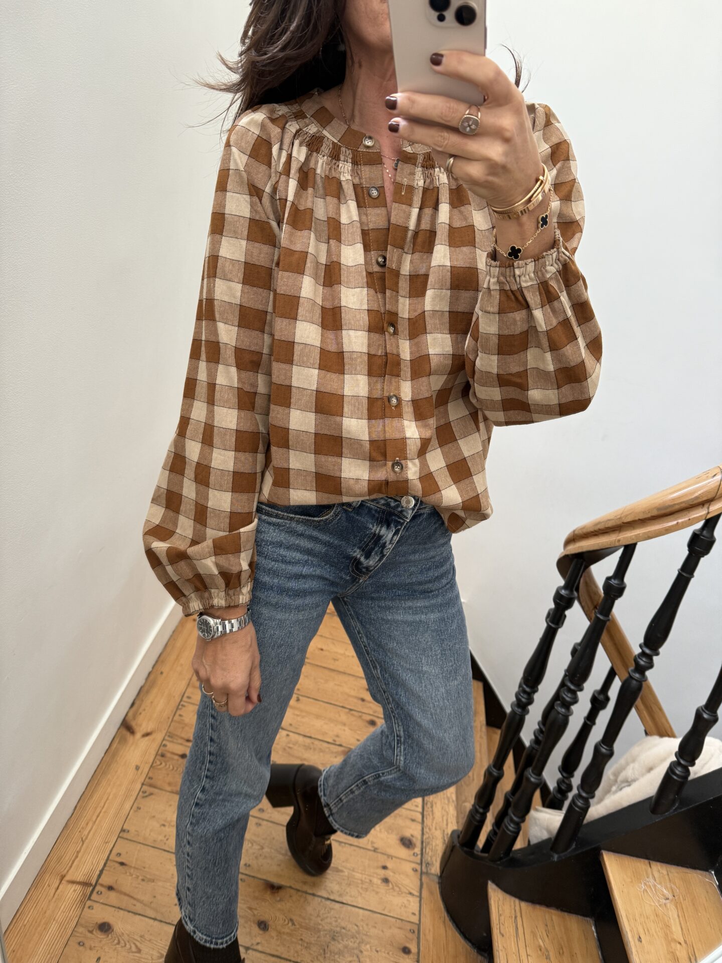 blouse pois prune volants satin