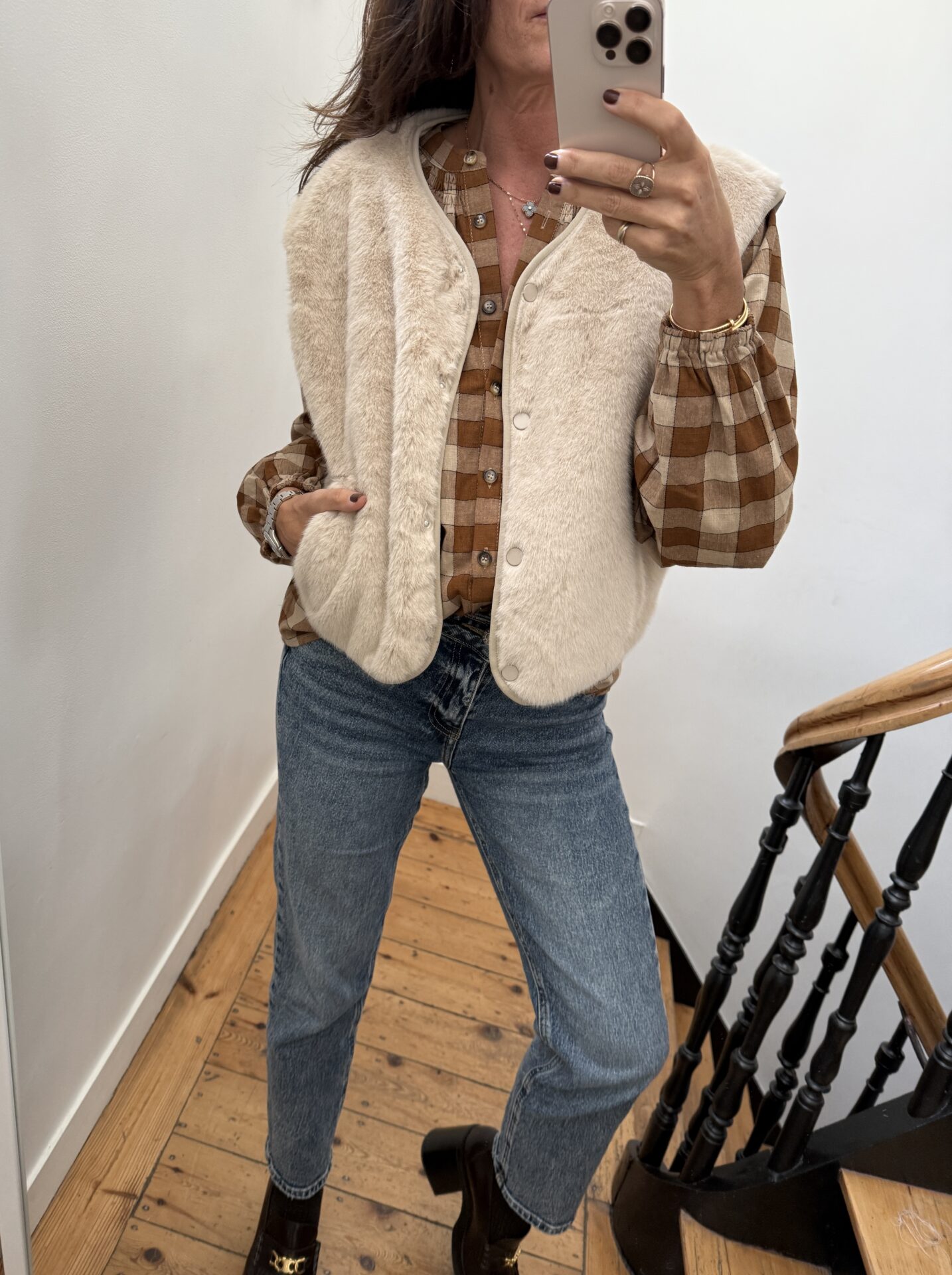 blouse pois prune volants satin