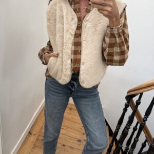 blouse pois prune volants satin