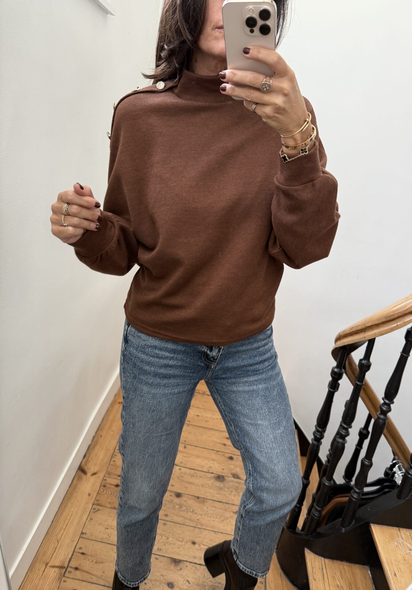 blouse pois prune volants satin