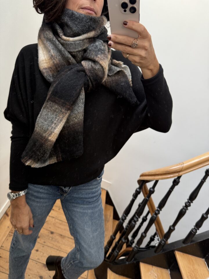 blouse pois prune volants satin