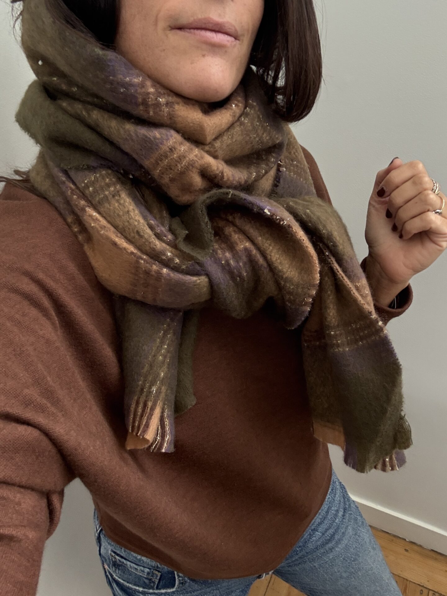 blouse pois prune volants satin