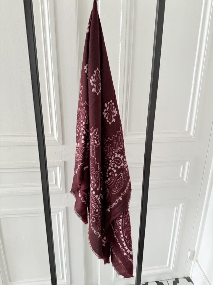 blouse pois prune volants satin