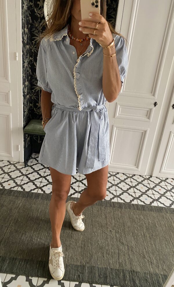 chemise marguerites blanc manches courtes