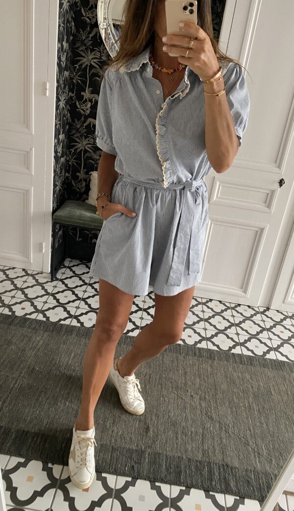 chemise marguerites blanc manches courtes