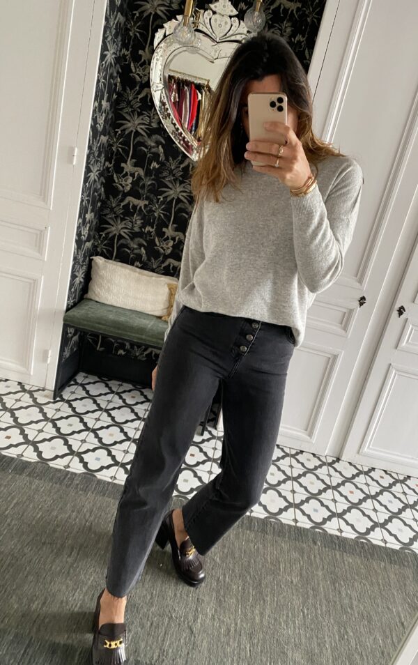 jeans frenchy gris 7/8éme bords francs