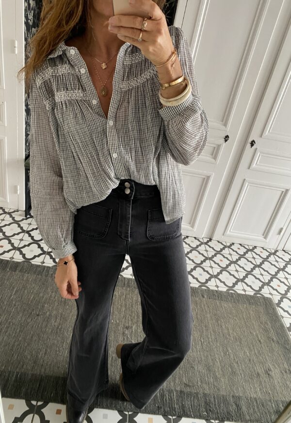 jeans frenchy gris 7/8éme bords francs