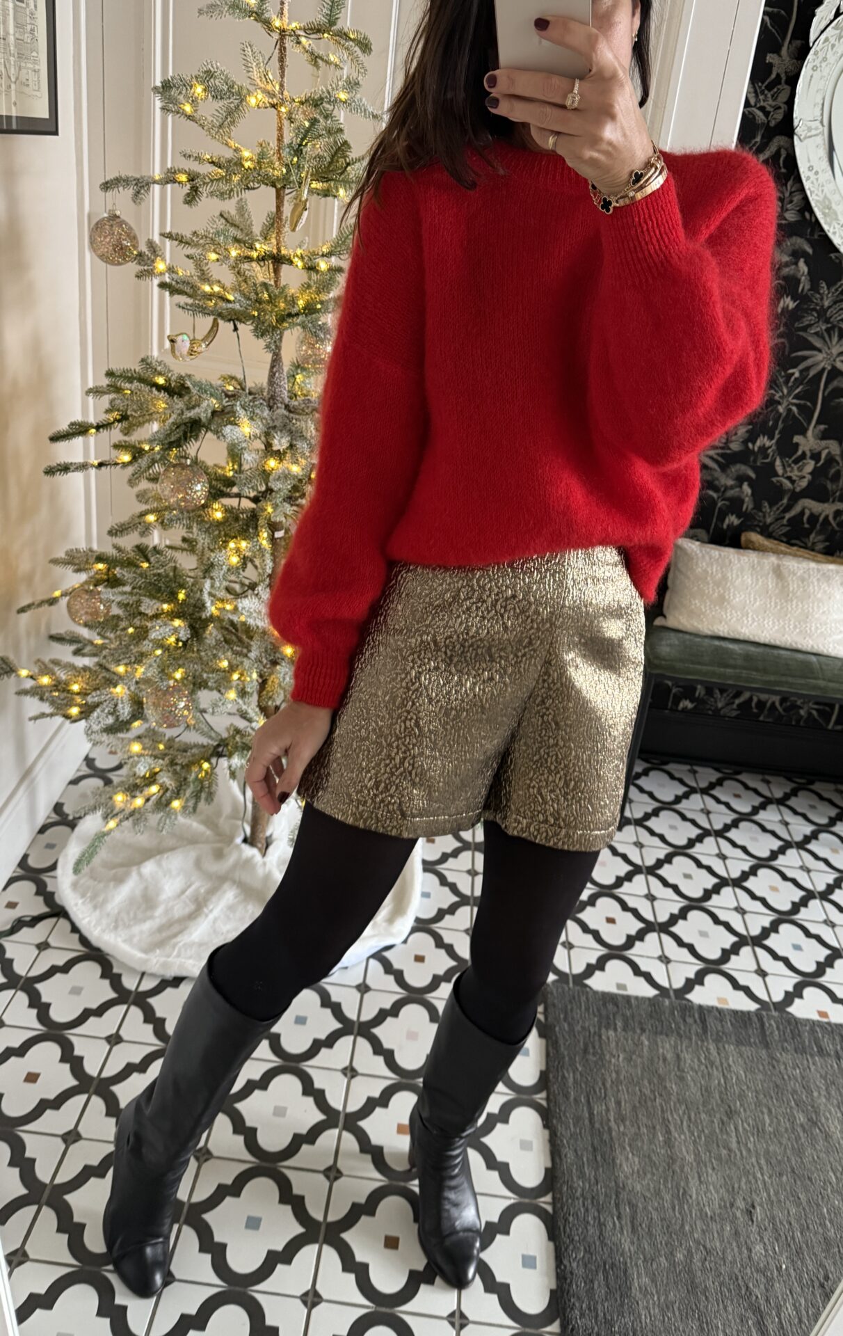 robe brodée paillettes marron