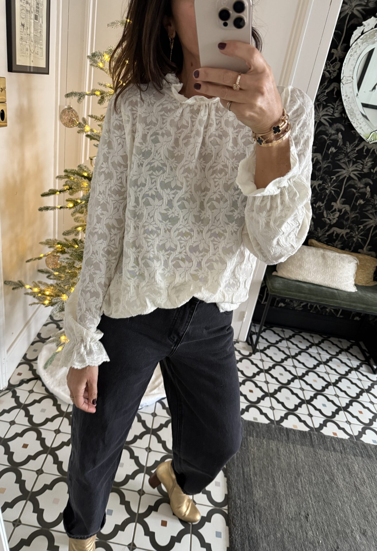 robe brodée paillettes marron