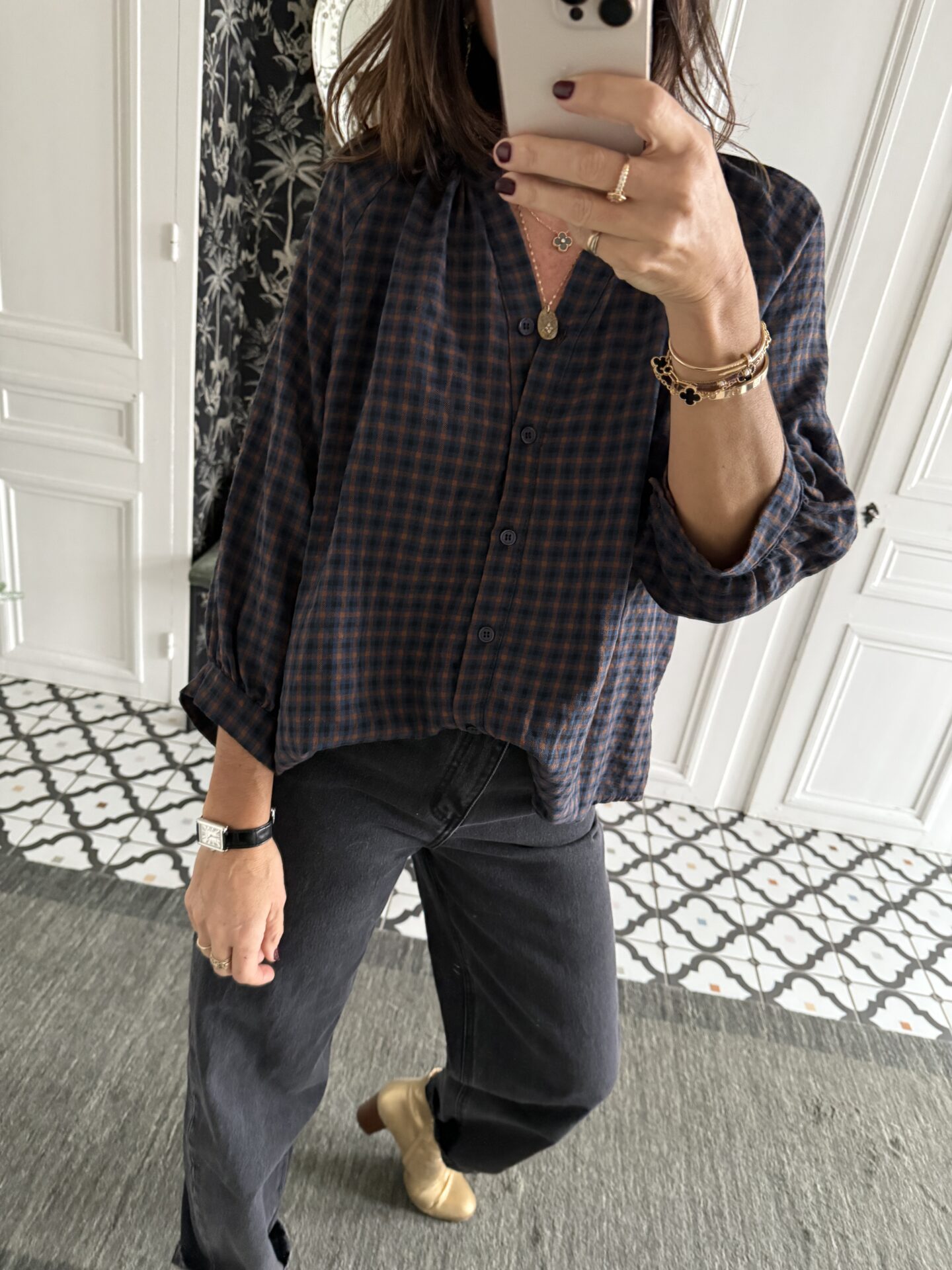 robe brodée paillettes marron