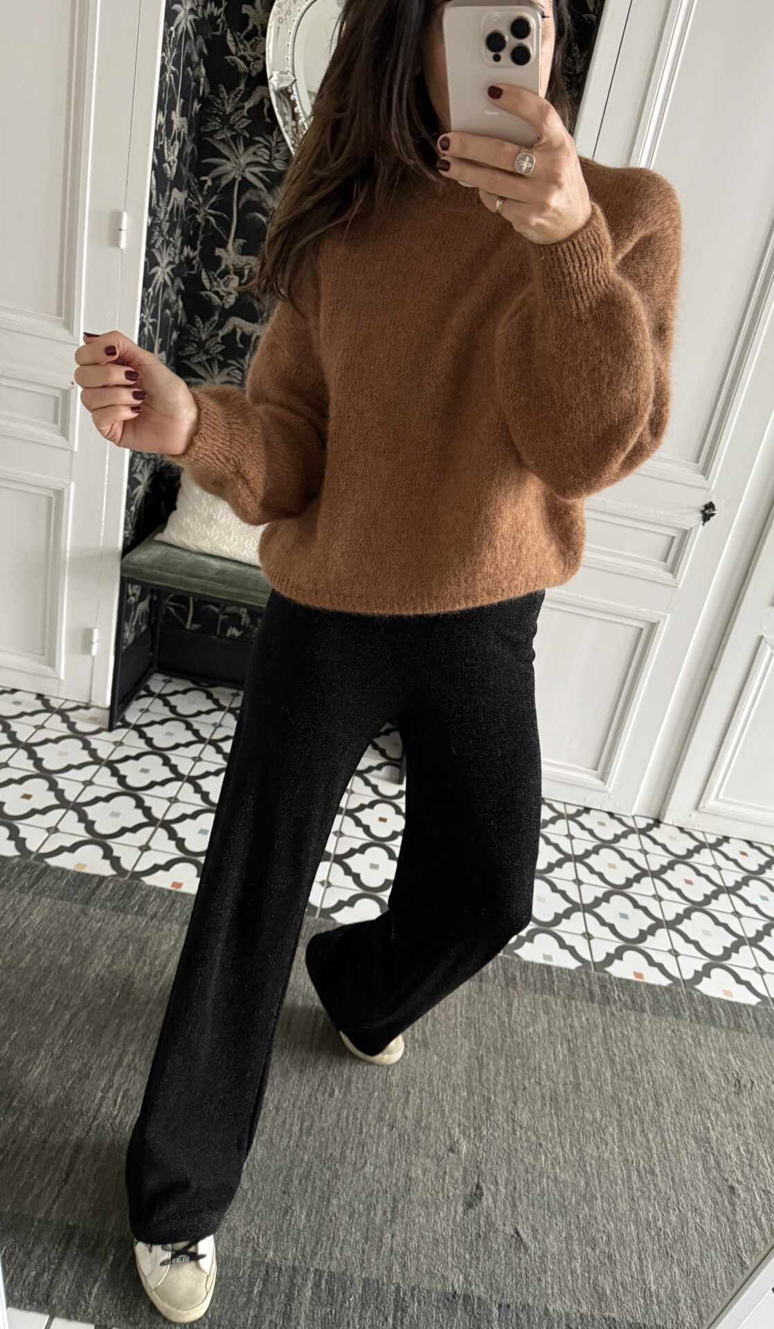 robe brodée paillettes marron