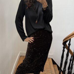 robe velours sequins noir noeud dos
