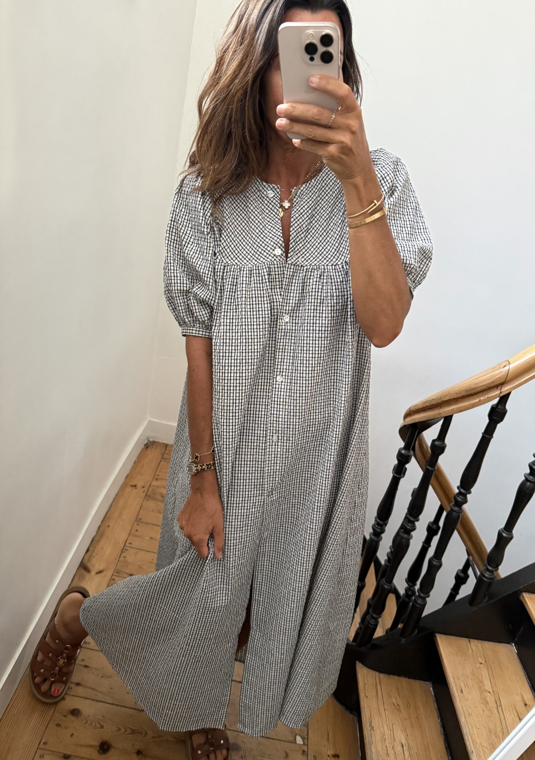 robe chemise tiki mini carreaux marine