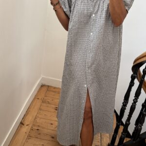 robe chemise tiki mini carreaux marine