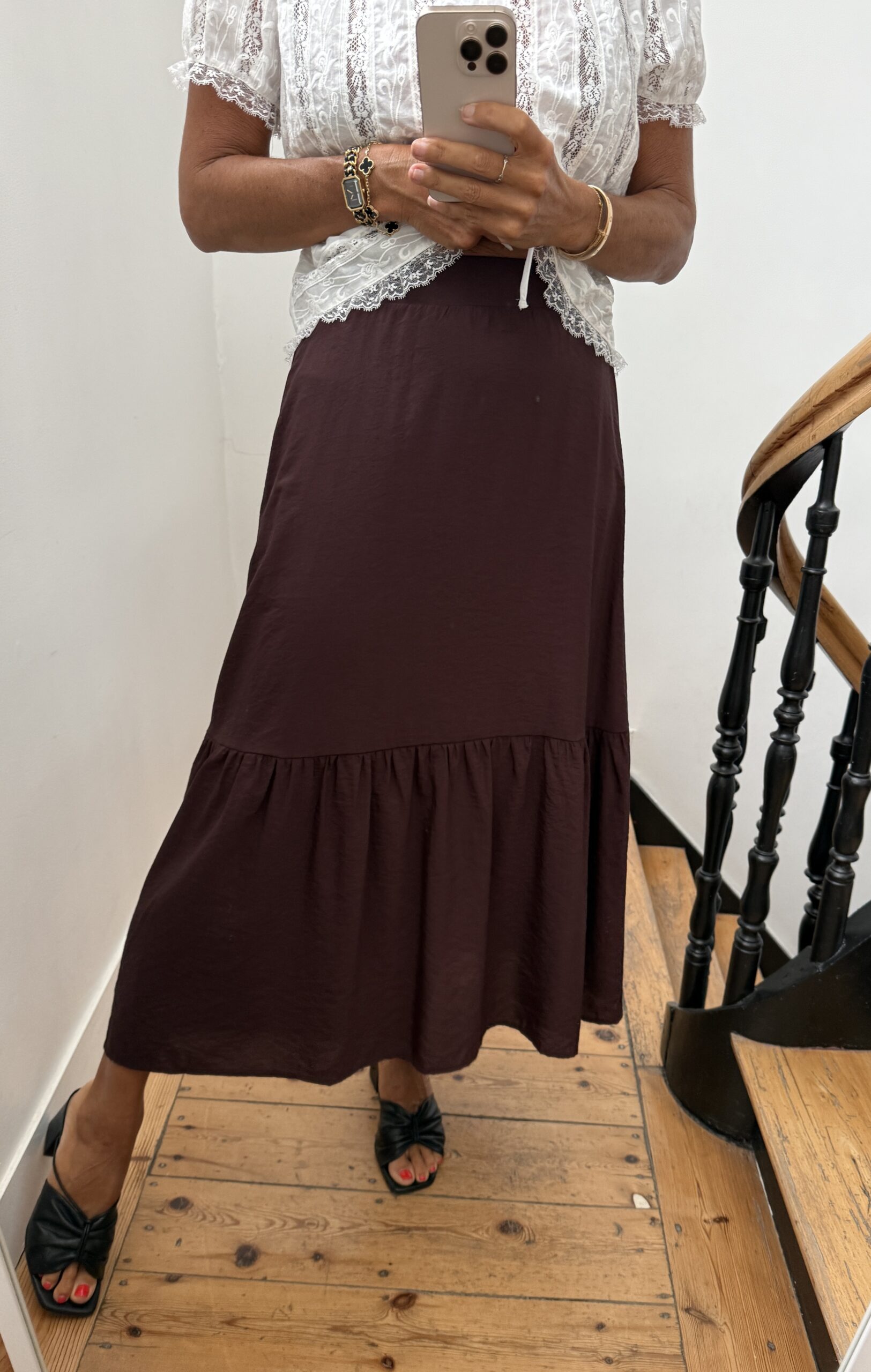 robe longue camel prune